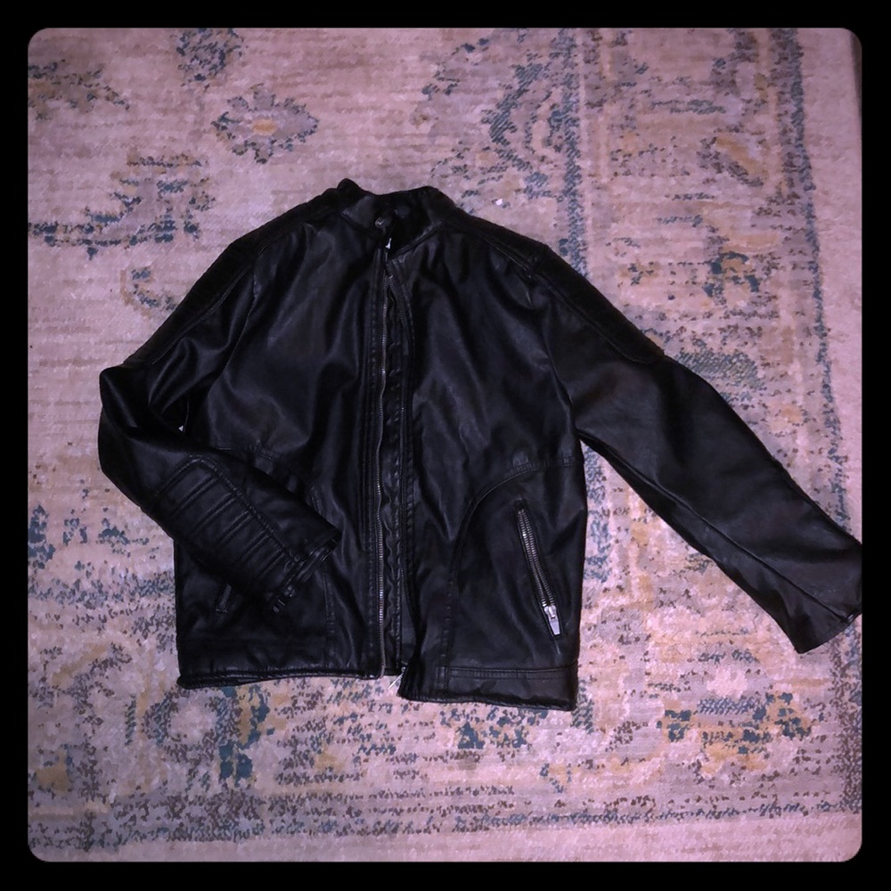 Zara black leather jacket boys size 8